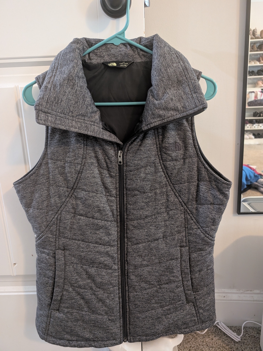 The North Face Women's Heather Gray Quilted Zip Vest